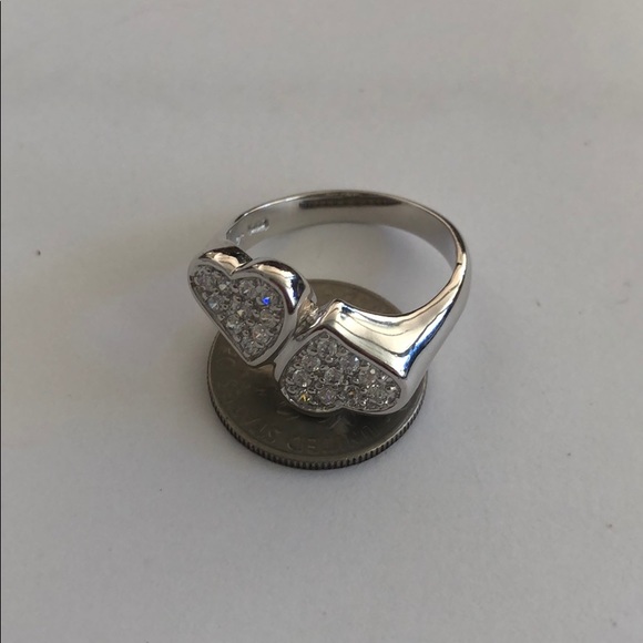 ADI Sterling Silver CZ 925 Size 8 Hearts Ring - Picture 8 of 8